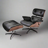 Eames Lounge Chair and Ottoman in Walnut with Black Italian Leather – Mid-Century Style